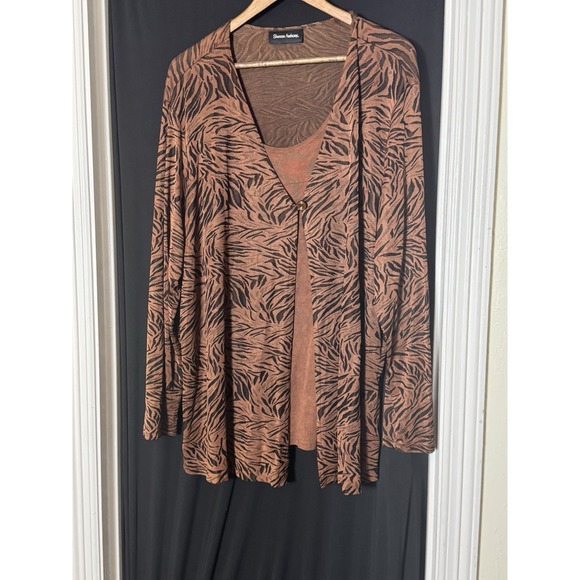 Sharon Anthony Animal Print‎ Blouse Stretch Longsleeve Acetate Blend 2x Mob Wife - Picture 2 of 7